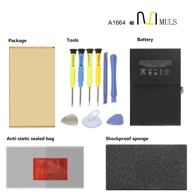 Alt view image 5 of 5 - MULS A1664 Tablet Battery for iPad Pro 9.7'' (2016, Wi-Fi/Cellular) A1673