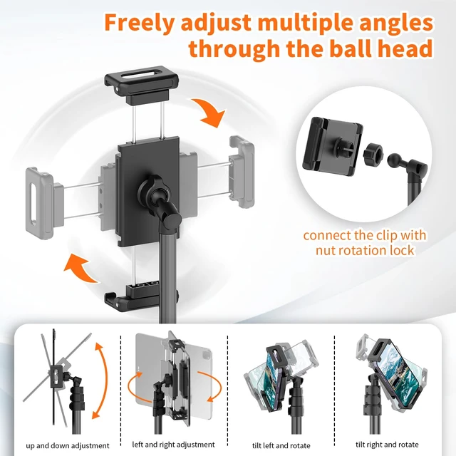 Alt view image 3 of 5 - XXZU 72in Tablet Floor Stand Tripod, Aluminum Tablet Stand Holder for iPad