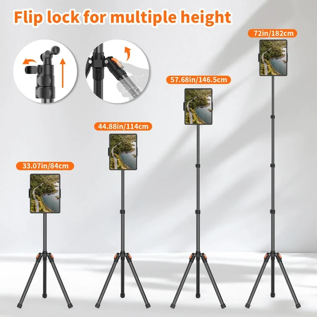 Alt view image 5 of 5 - XXZU 72in Tablet Floor Stand Tripod, Aluminum Tablet Stand Holder for iPad