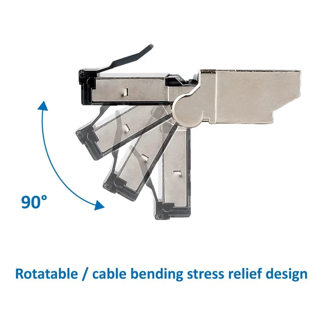 Alt view image 3 of 5 - VARICONN Tool Free Shielded RJ45 Connectors Cat6A, STP Metal Shielded Field Termination Plug (4)