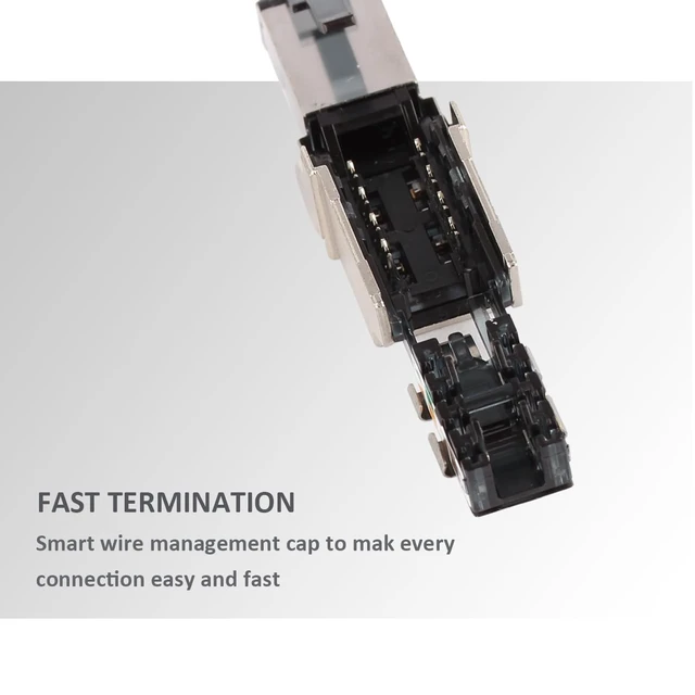 Alt view image 4 of 5 - VARICONN Tool Free Shielded RJ45 Connectors Cat6A, STP Metal Shielded Field Termination Plug (4)