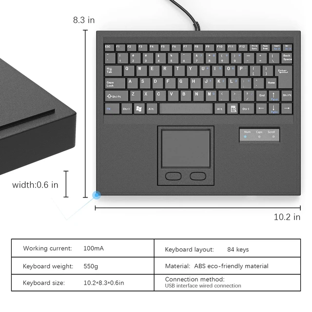 Alt view image 2 of 5 - E-SDS USB Wired Industrial Machine Keyboard with Touchpad & Built-in Hub