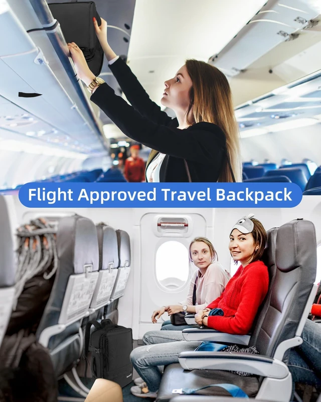 Alt view image 3 of 5 - ICroad Large Travel Backpack for Men Women, 40L Carry On Backpack Flight Approved, 17.3 Inch Laptop Backpack, TSA Water Resistant Business Weekender Luggage Personal Item Bag