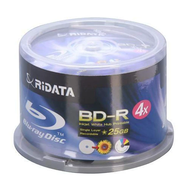 Alt view image 2 of 3 - Ridata Ritek Blu-Ray (BD-R) White Inkjet Hub Printable 4X BD-R Media 25GB 50 Pack in Cake Box (BDR-254-RDIWN-CB50)