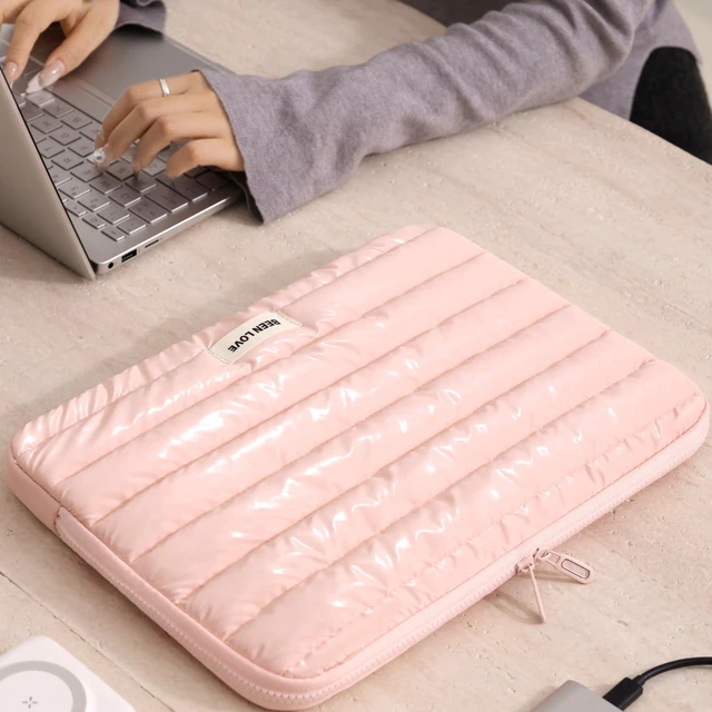 Alt view image 3 of 5 - Teryeefi Laptop Sleeve Bag 13-14 Inch, Fashion Waterproof Soft Laptop Sleeve Case for MacBook Air Pro 13 14 inch, iPad Pro 12.9 Air 13, Dell, Asus, HP for Women Girls - Pink