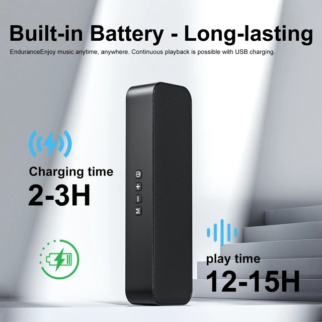 Alt view image 2 of 5 - Computer Speakers for Desktop PC,Rechargeable Bluetooth Speaker,Small Computer Soundbar with Stereo & Bass,3.5mm Aux-in,TF Port,Loud Volume for Web Conferences,Teacher,Music (Black)