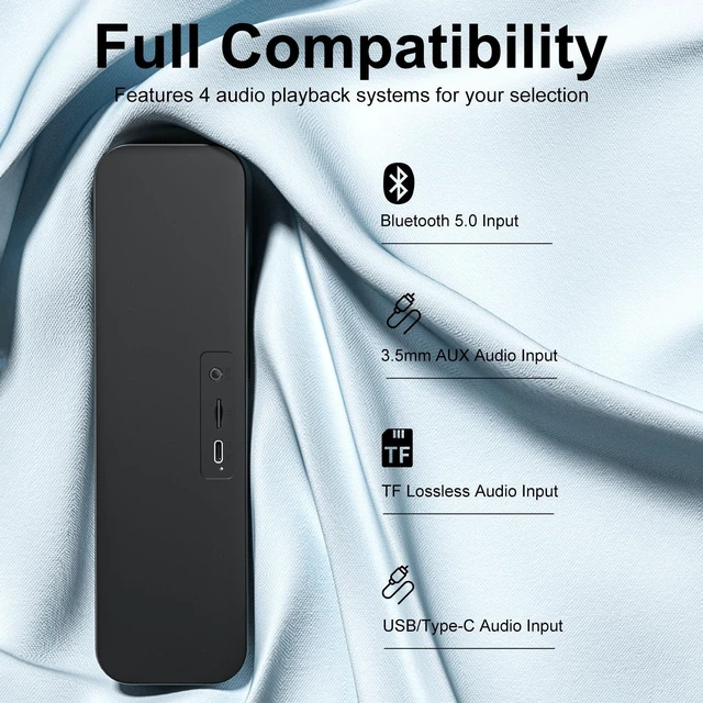 Alt view image 3 of 5 - Computer Speakers for Desktop PC,Rechargeable Bluetooth Speaker,Small Computer Soundbar with Stereo & Bass,3.5mm Aux-in,TF Port,Loud Volume for Web Conferences,Teacher,Music (Black)