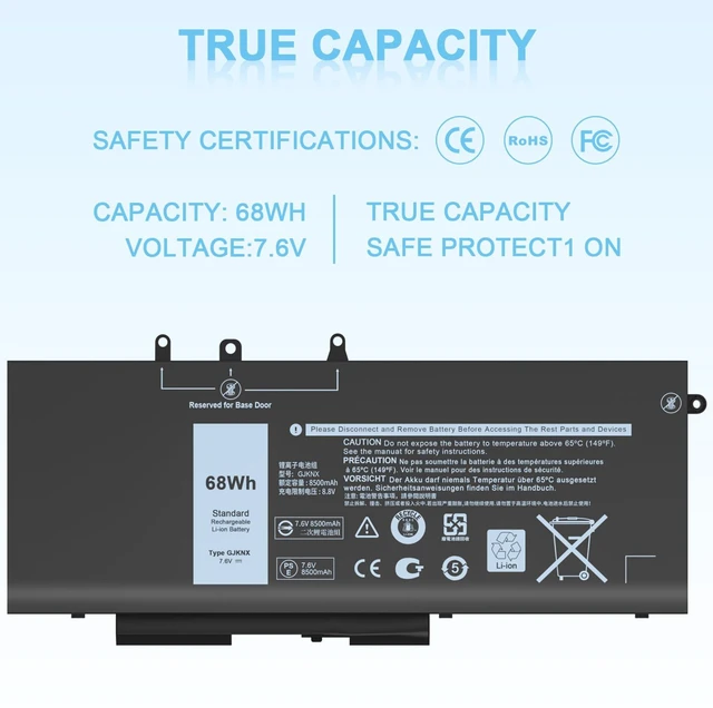 Alt view image 5 of 5 - IEFUU GJKNX Laptop Battery Compatible with Dell Latitude 5580 5491 5280 5480 5490 5495 5590 5591 5488 5288 E5480 E5580 E5590 E5490 Precision 15 3520 3530 DY9NT 5YHR4 GD1JP 451-BBZG 0GD1JP 68WH