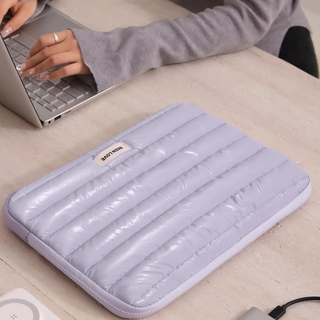 Alt view image 3 of 5 - Teryeefi Laptop Sleeve Bag 15 Inch, Fashion Waterproof Puffy Soft Laptop Carrying Case for MacBook Air Pro 15 inch, Dell, Asus, HP 15 inch Laptop Device- Purple
