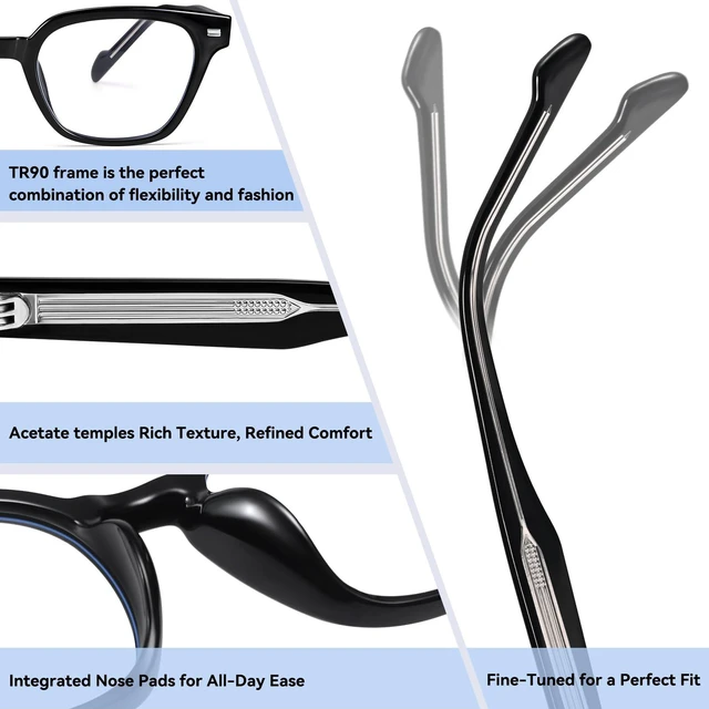 Alt view image 5 of 5 - Dollger Blue Light Glasses for Men Women Blue Light Blocking Computer Screen Glasses Men Clear Frames Eyeglasses Black