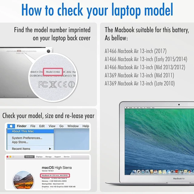 Alt view image 2 of 5 - NinjaBatt A1466 Battery for Apple MacBook Air 13" A1369 A1405 A1377