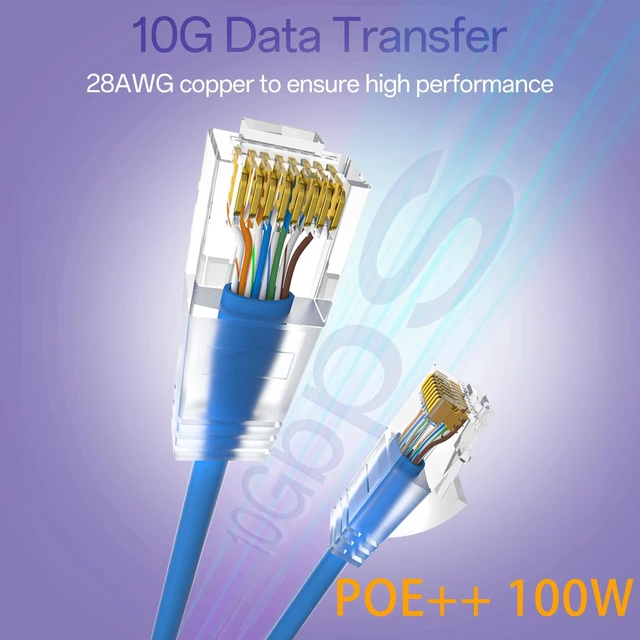 Alt view image 2 of 5 - 10Gsupxsel Cat6a Patch Cables 3ft (24 Pack) Slim, Cat6 Ethernet Patch Cable Pure Copper, Flexible Cat 6 Patch Cable 550MHZ 10G, Space-Saving Cat 6A Network Cables for Patch Panel, Blue