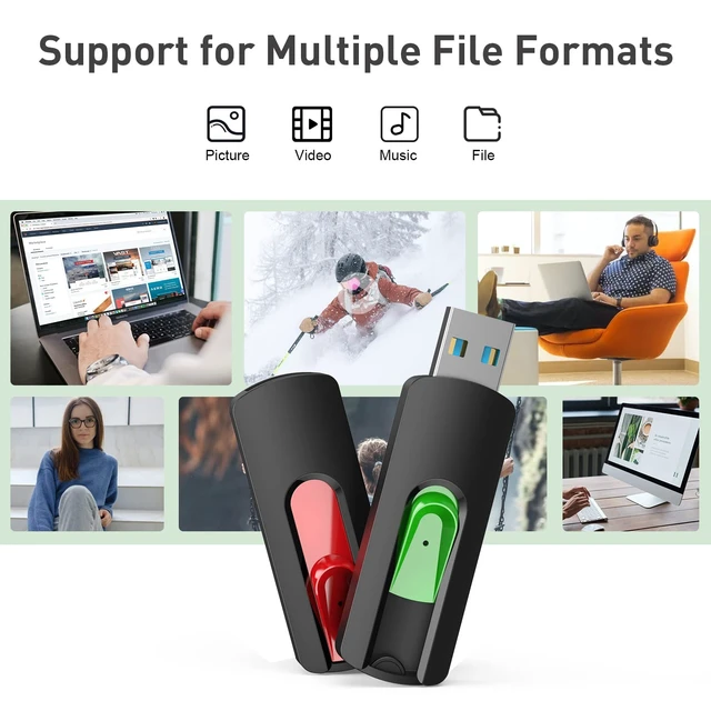Alt view image 4 of 5 - Aiibe 32GB USB 3.0 Flash Drive 10 Pack 32GB USB Flash Drives Thumb Drive USB Memory Stick USB Drive for Data Storage (32 GB, 5 Mixed Colors)