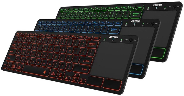 Main image of Arteck Universal Backlit 7-Colors Bluetooth Touch TV Keyboard with Easy Media Control and Build-in Touchpad for TV-Connected Computer, Smart TV, Desktop, Laptop, iPad, Surface, Tablet, HTPC