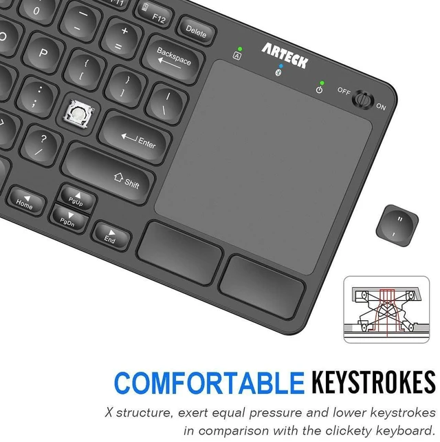 Alt view image 3 of 5 - Arteck Universal Backlit 7-Colors Bluetooth Touch TV Keyboard with Easy Media Control and Build-in Touchpad for TV-Connected Computer, Smart TV, Desktop, Laptop, iPad, Surface, Tablet, HTPC