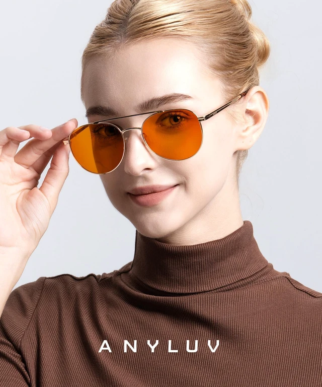 Alt view image 2 of 5 - ANYLUV Blue Light Glasses for Men, Circular Frame Single Brow Bridge Design Campus Style Glasses Anti Eyestrain for Screen