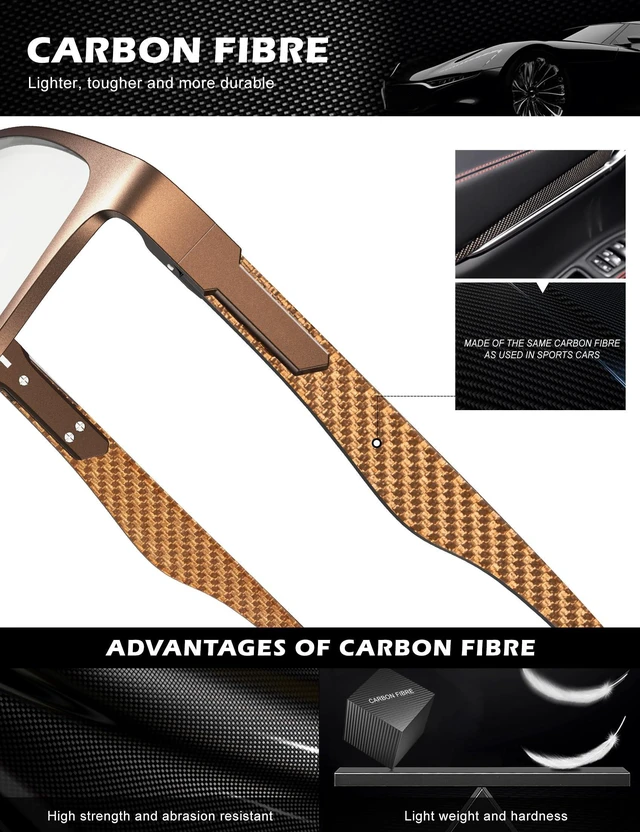 Alt view image 3 of 5 - ANYLUV Blue Light Blocking Glasses Men, Black Al-Mg Metal Carbon Fiber