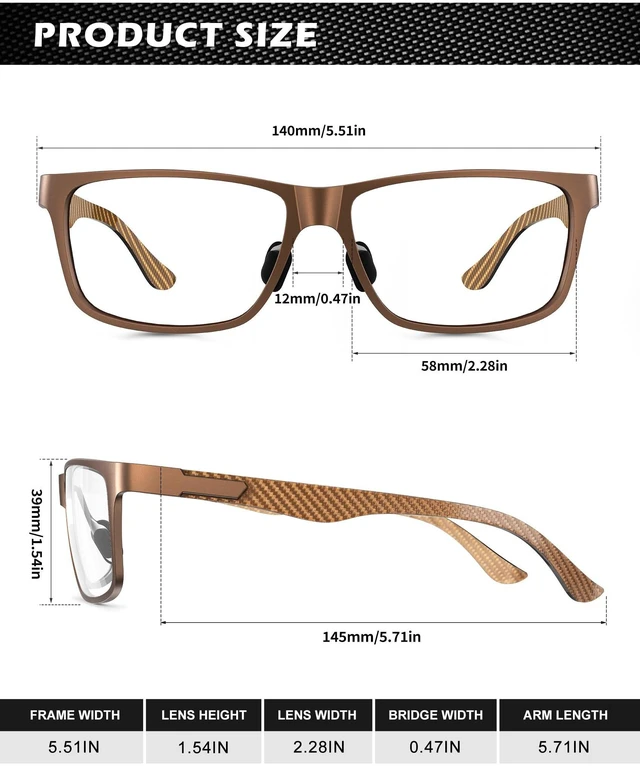 Alt view image 5 of 5 - ANYLUV Blue Light Blocking Glasses Men, Black Al-Mg Metal Carbon Fiber