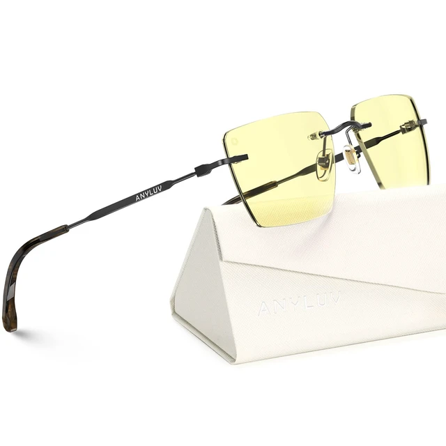 Main image of ANYLUV Rimless Oversized Blue Light Glasses for Women/Men, Fashion Blue Light Blocking Glasses with Lightweight Metal Temples