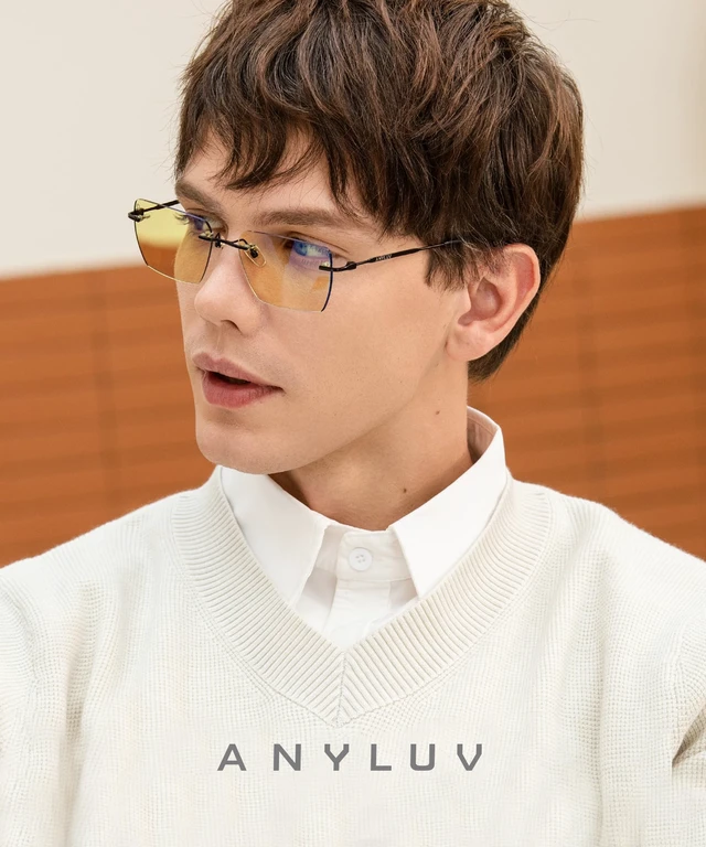 Alt view image 2 of 5 - ANYLUV Rimless Oversized Blue Light Glasses for Women/Men, Fashion Blue Light Blocking Glasses with Lightweight Metal Temples