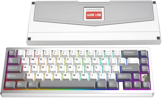 Main image of KEEBMONKEY WOBKEY Zen 65 65% Quick Release Wireless Mechanical Keyboard with RGB, CNC Aluminum Case, Hot-Swappable, VIA Support, BT/2.4G/USB-C Gaming Keyboard for Mac/Windows (Ultra Silver)