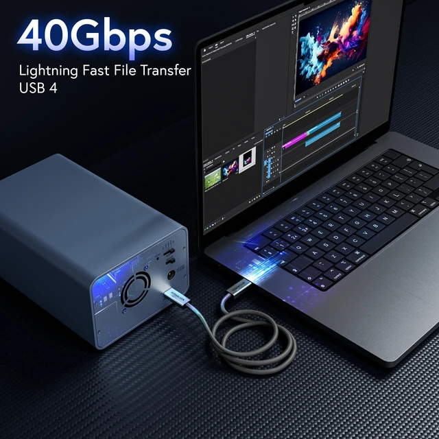 Alt view image 2 of 5 - AFFHAUSEN USB4 Cable 3ft, 40Gbps, 100W Fast Charging, Braided