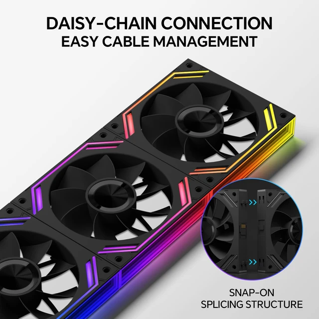 Alt view image 2 of 5 - G120Pro 120mm Reverse ARGB Case Fans, 1850RPM 68CFM, 3-Pack