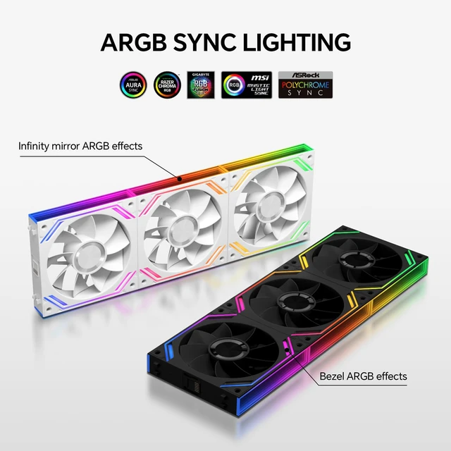 Alt view image 4 of 5 - G120Pro 120mm Reverse ARGB Case Fans, 1850RPM 68CFM, 3-Pack