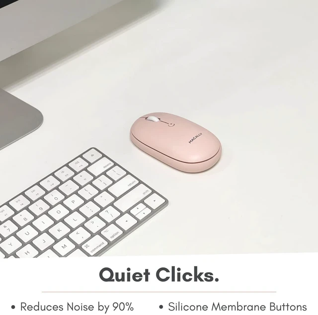 Alt view image 5 of 5 - Macally Wireless Bluetooth Mouse - Quiet, Comfortable, Rechargeable for MacBook Air/Pro, Mac, iMac, Apple iPad - Computer Wireless Mouse for Laptop, Windows PC Desktop - Pink