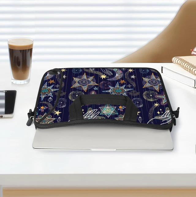 Alt view image 3 of 5 - RICHEN 14 15 15.4 15.6 inch Laptop Shoulder Bag Messenger Bag Notebook Handle Sleeve Neoprene Carrying Case with Accessories Pocket (14-15.6 inch, Stars)
