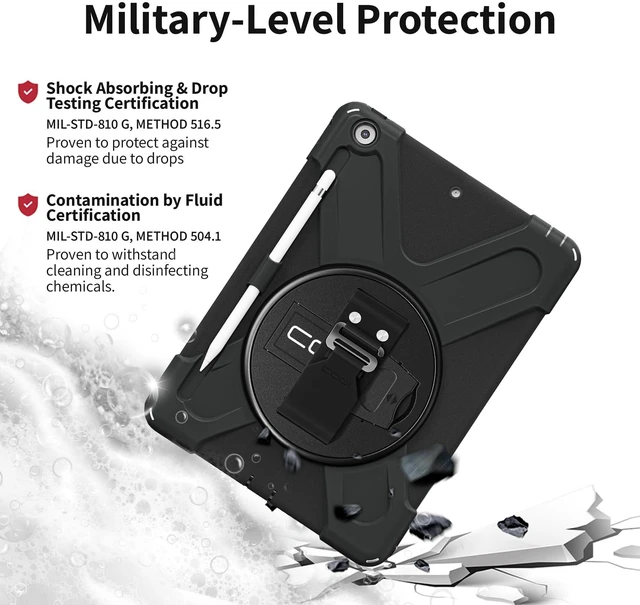 Alt view image 3 of 5 - CODi Rugged Case for iPad 10.2 Inch (7th, 8th, 9th Generation), Heavy Duty 3-in-1 Shockproof Tablet Case with 360 Protection, Rotating Kickstand, Hand Strap & Shoulder Strap for School, Work & Travel
