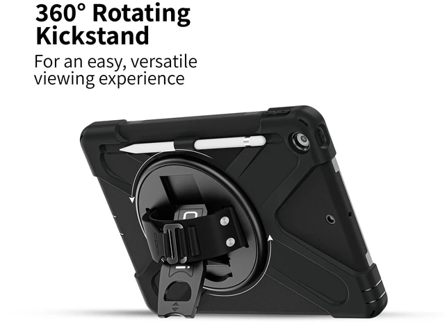 Alt view image 4 of 5 - CODi Rugged Case for iPad 10.2 Inch (7th, 8th, 9th Generation), Heavy Duty 3-in-1 Shockproof Tablet Case with 360 Protection, Rotating Kickstand, Hand Strap & Shoulder Strap for School, Work & Travel