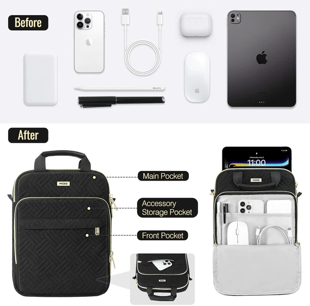 Alt view image 3 of 5 - MoKo 13 Inch 360 Protection Puffy Tablet Sleeve Shoulder Bag with Handle