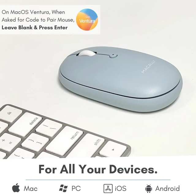 Alt view image 2 of 5 - Macally Wireless Bluetooth Mouse - Quiet, Comfortable, Rechargeable for MacBook Air/Pro, Mac, iMac, Apple iPad - Wireless Mouse for Laptop, Windows PC Desktop