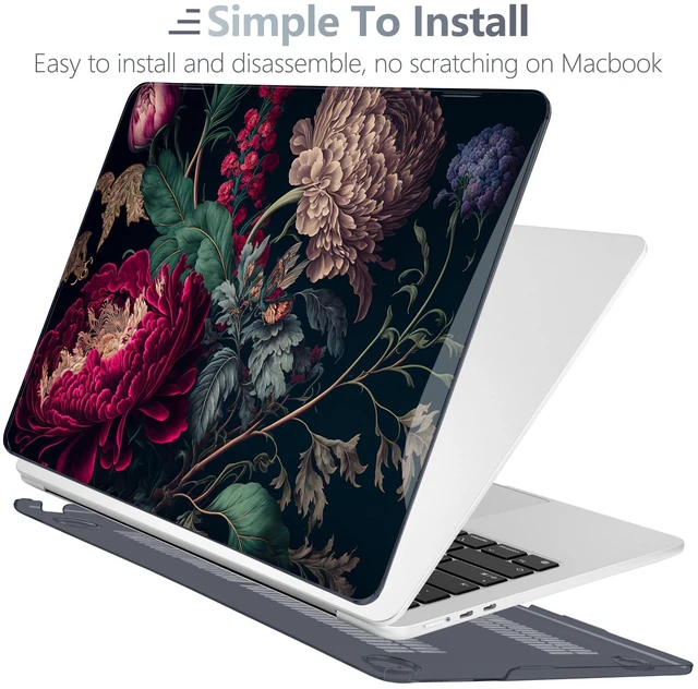 Alt view image 3 of 5 - Batianda LumiArt Case for MacBook Air 13.6" M2-M5 Chip, Vintage Dark Peony