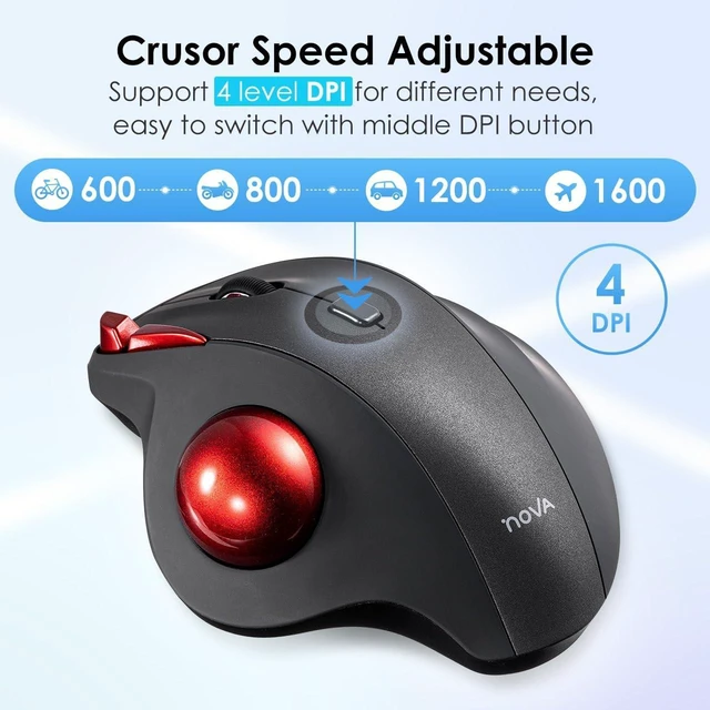 Alt view image 3 of 5 - SANWA 2.4G Wireless Trackball Mouse, Silent Click, Programmable Roller Mice