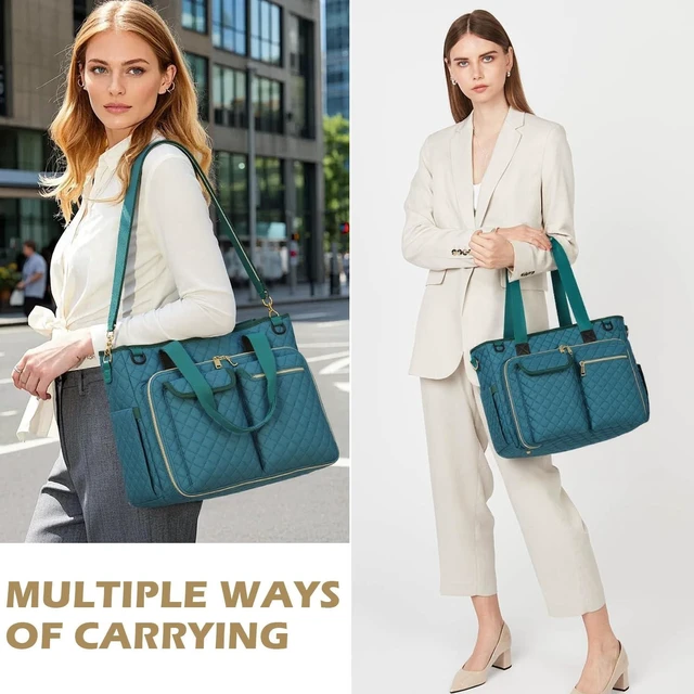 Alt view image 2 of 5 - Teacher Tote Bag for Women, 15.6 inch Laptop Work Bag with Cup Holder