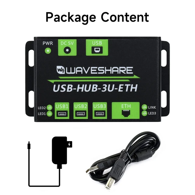 Alt view image 2 of 5 - Waveshare Industrial Grade Multifunctional USB HUB Extending 3X USB Ports + 100M Ethernet Port Suitable for Industrial/Office Environments Requiring Higher Level Device and Network Connection