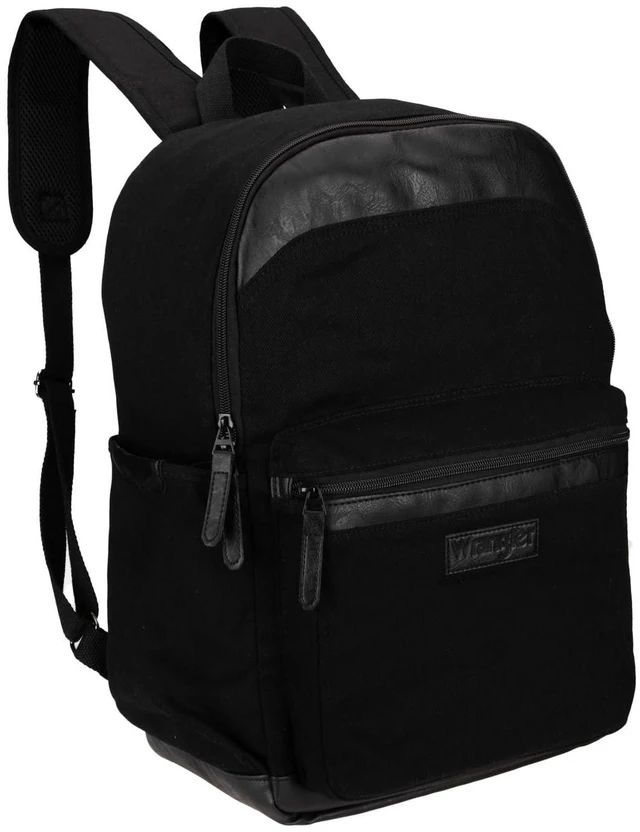 Main image of Wrangler Powell Backpack for Travel Classic Logo Water Resistant Casual Daypack for Travel with Padded Laptop Notebook Sleeve (Black)