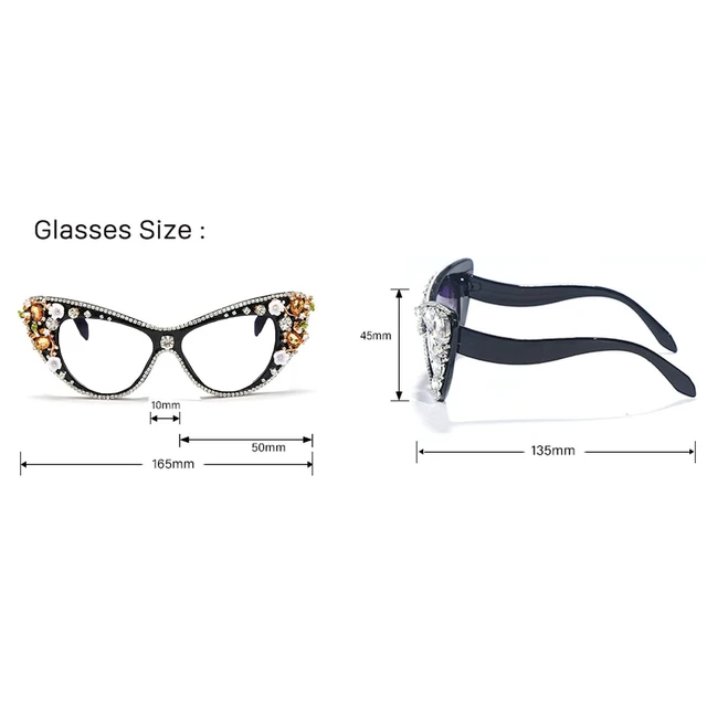 Alt view image 2 of 5 - Melrose Diamond Jewelry Farsightedness Glasses Women's Unique Cat Eye Diamond Punk Reading Glasses (black, 2.5)