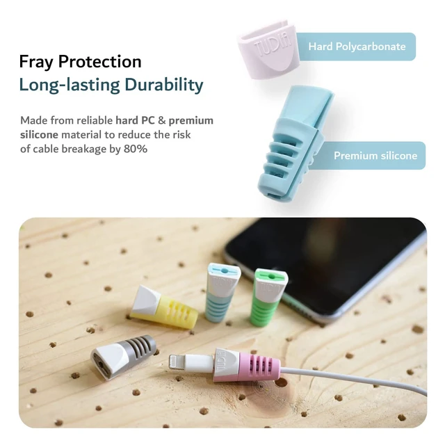 Alt view image 3 of 5 - TUDIA [Klip 10 Pcs Snap On Charging Cable Cord Saver Protector Compatible with iPhone, iPad, iPod Combo Pack