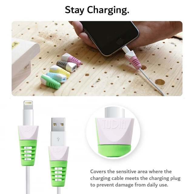 Alt view image 4 of 5 - TUDIA [Klip 10 Pcs Snap On Charging Cable Cord Saver Protector Compatible with iPhone, iPad, iPod Combo Pack