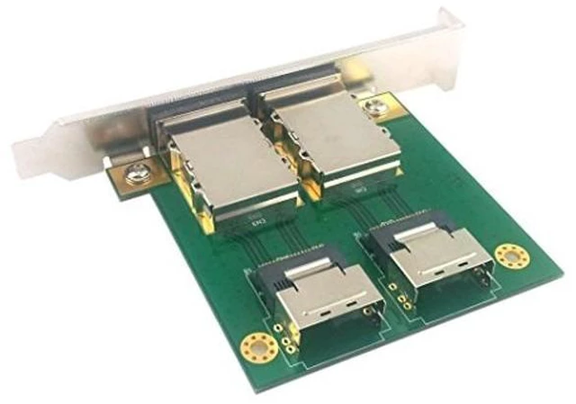 Alt view image 2 of 5 - chenyang Mini SAS 2 SFF-8088 to 2 SFF-8087 HD Data Server Converter Adapter with Bracket
