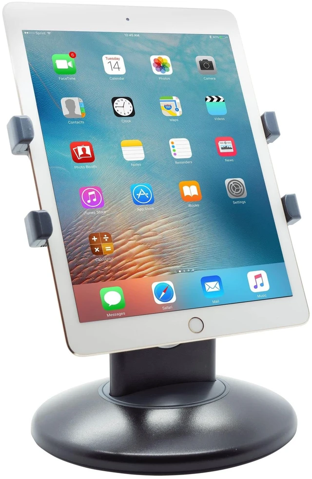 Main image of Kantek Tablet Desk Stand, Adjustable, Stable Weighted Base, Compatible with Most 7" to 10", Apple iPad, Air, Mini, Galaxy Tab 7"-9.7" Kindle Fire 7" or HD 6, E Readers, Rotating Secure Support