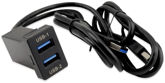 Main image of Wujexuhe Dual USB 3.0 Car Dash Flush Mount Extension Cable, Length 3.3FT (1M) Fit for Toyota, Size 1.3"x0.86"x 2.15" (Type A)