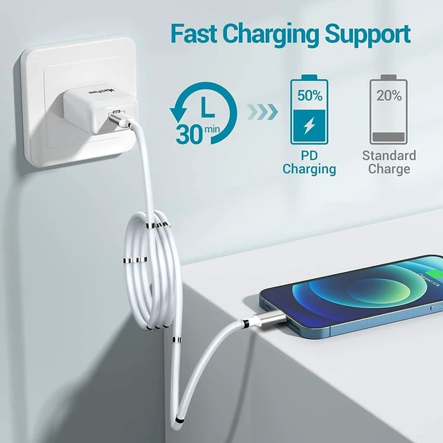 Alt view image 4 of 5 - AICase Magnetic USB C to Lightning iPhone Cable Type C Super Organized Charging Magnetic Absorption Nano Data Cable Compatible iPhone 14/13/12/11/Mini/Pro/Max/X/XR/8/SE,iPad Air/Pro/Mini_3FT(2Pack)