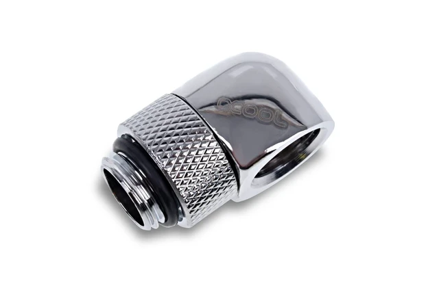 Alt view image 4 of 4 - Alphacool Eiszapfen Male to Female Adapter Fitting, 90 Degree Rotary, Chrome, 4-Pack