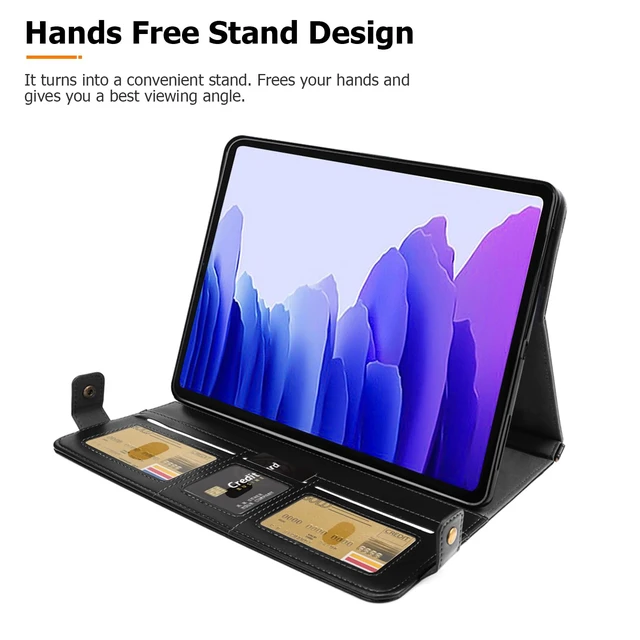 Alt view image 2 of 5 - Dteck Case for Galaxy Tab S10 Plus/S9 FE Plus/S9+/S8+/S7 FE/S7+ 12.4",Business PU Leather Fold Stand Protective Cover with S Pen Holder Shoulder Hand Strap Card Slots Bag Wallet Cover,Purple/Black