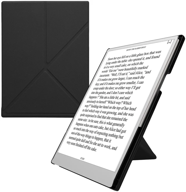 Main image of kwmobile Origami Case Compatible with Remarkable Paper Pro Cover - Faux Leather Tablet Case - with Stand and Pen Holder - Black