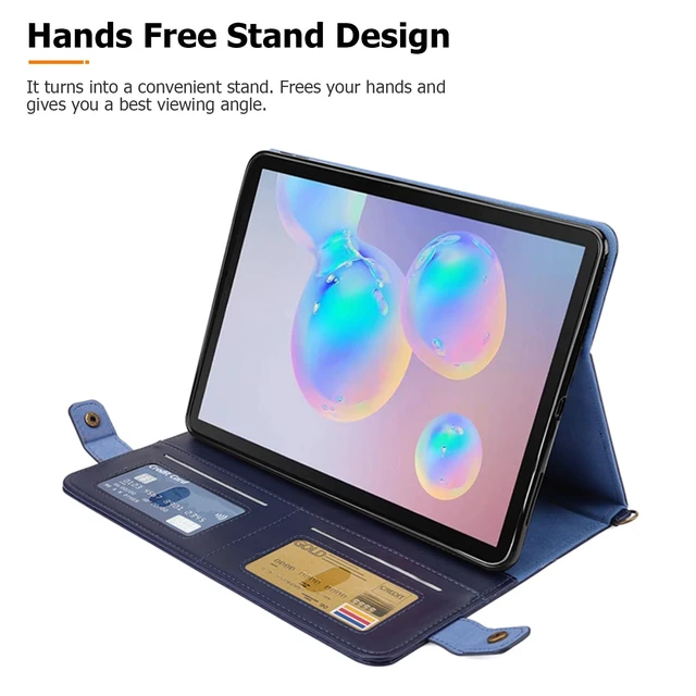 Alt view image 3 of 5 - Dteck for iPad Air 13 Inch Case M2 2024/iPad Pro 12.9 Inch Case 2022/2021/2020 with Pencil Holder, Premium PU Leather Business Smart Stand Folio Cover Auto Wake/Sleep Strap Bag Wallet, Blue